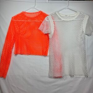 Two Top Bundle-Bailey 44 White Fishnet Mesh Overlay Top XS Avant‎ Garde Layering